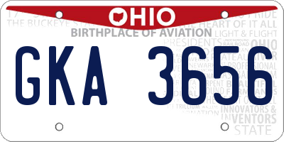 OH license plate GKA3656