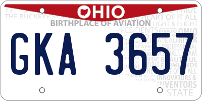 OH license plate GKA3657