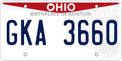 OH license plate GKA3660