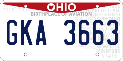 OH license plate GKA3663
