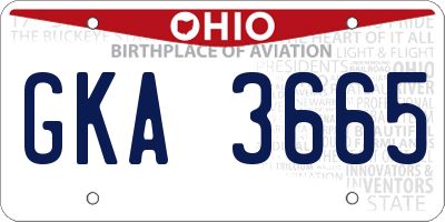 OH license plate GKA3665