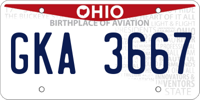 OH license plate GKA3667