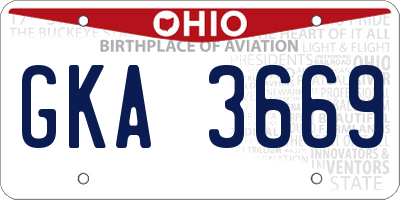 OH license plate GKA3669