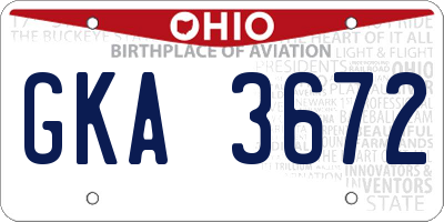 OH license plate GKA3672