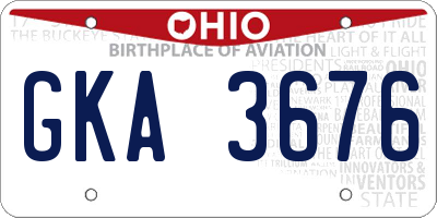 OH license plate GKA3676