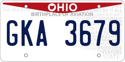 OH license plate GKA3679
