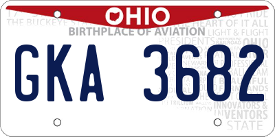OH license plate GKA3682