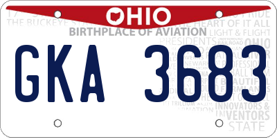 OH license plate GKA3683