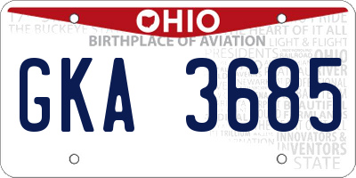 OH license plate GKA3685