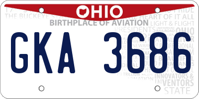 OH license plate GKA3686