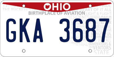 OH license plate GKA3687