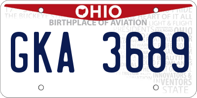 OH license plate GKA3689