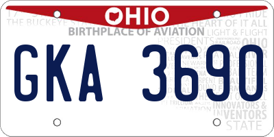 OH license plate GKA3690
