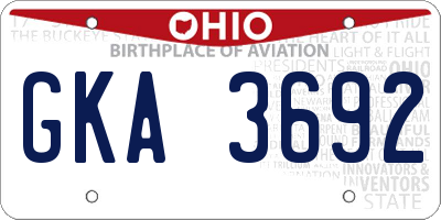 OH license plate GKA3692