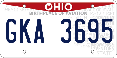 OH license plate GKA3695