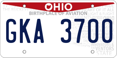 OH license plate GKA3700