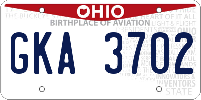 OH license plate GKA3702