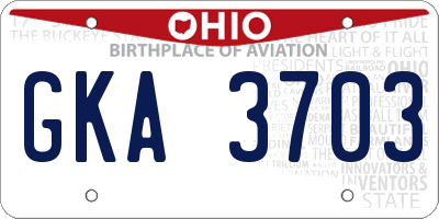 OH license plate GKA3703