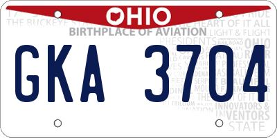 OH license plate GKA3704