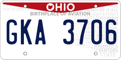 OH license plate GKA3706