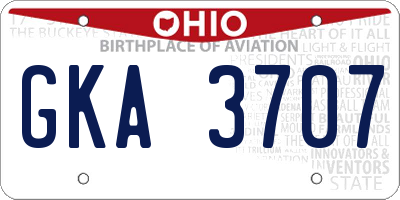 OH license plate GKA3707