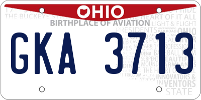 OH license plate GKA3713