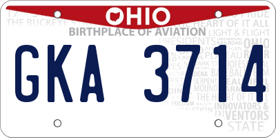 OH license plate GKA3714
