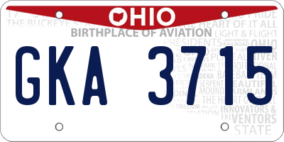OH license plate GKA3715