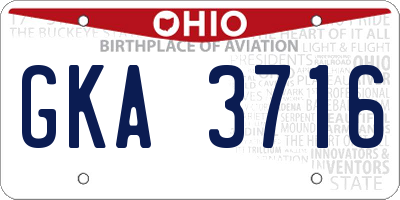 OH license plate GKA3716