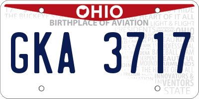OH license plate GKA3717
