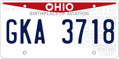 OH license plate GKA3718