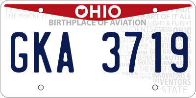 OH license plate GKA3719