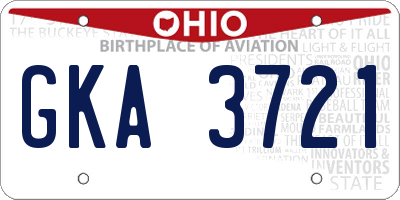 OH license plate GKA3721