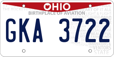 OH license plate GKA3722