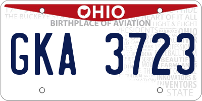 OH license plate GKA3723