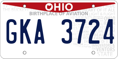 OH license plate GKA3724