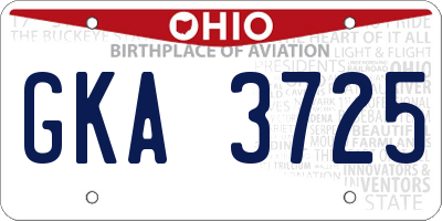 OH license plate GKA3725