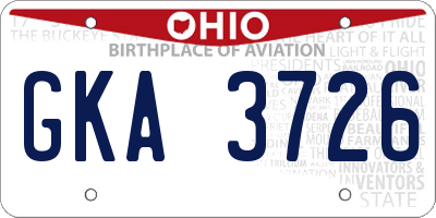 OH license plate GKA3726