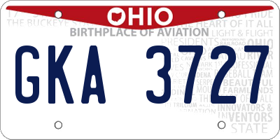 OH license plate GKA3727