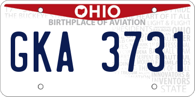 OH license plate GKA3731