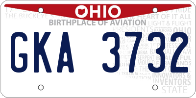 OH license plate GKA3732