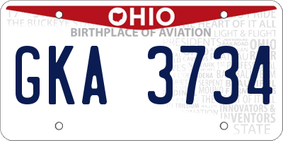 OH license plate GKA3734