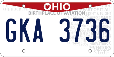 OH license plate GKA3736