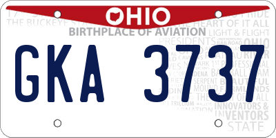 OH license plate GKA3737