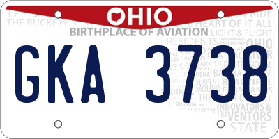 OH license plate GKA3738