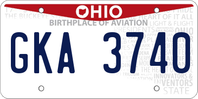 OH license plate GKA3740