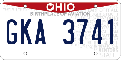 OH license plate GKA3741