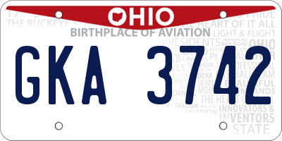 OH license plate GKA3742