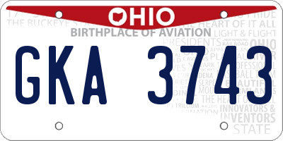 OH license plate GKA3743