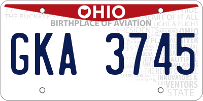OH license plate GKA3745
